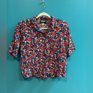 Vibrant Vintage Floral Button-Up Shirt